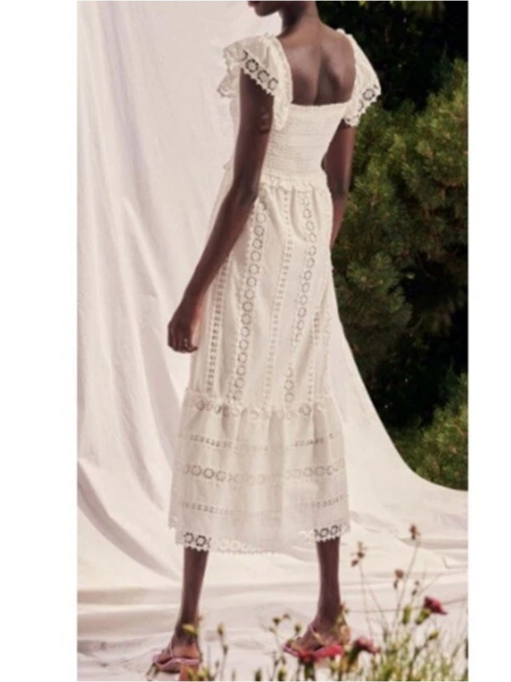 SAYLOR Elin embroider Eyelet Lace Midi Dress - Picture 2 of 14